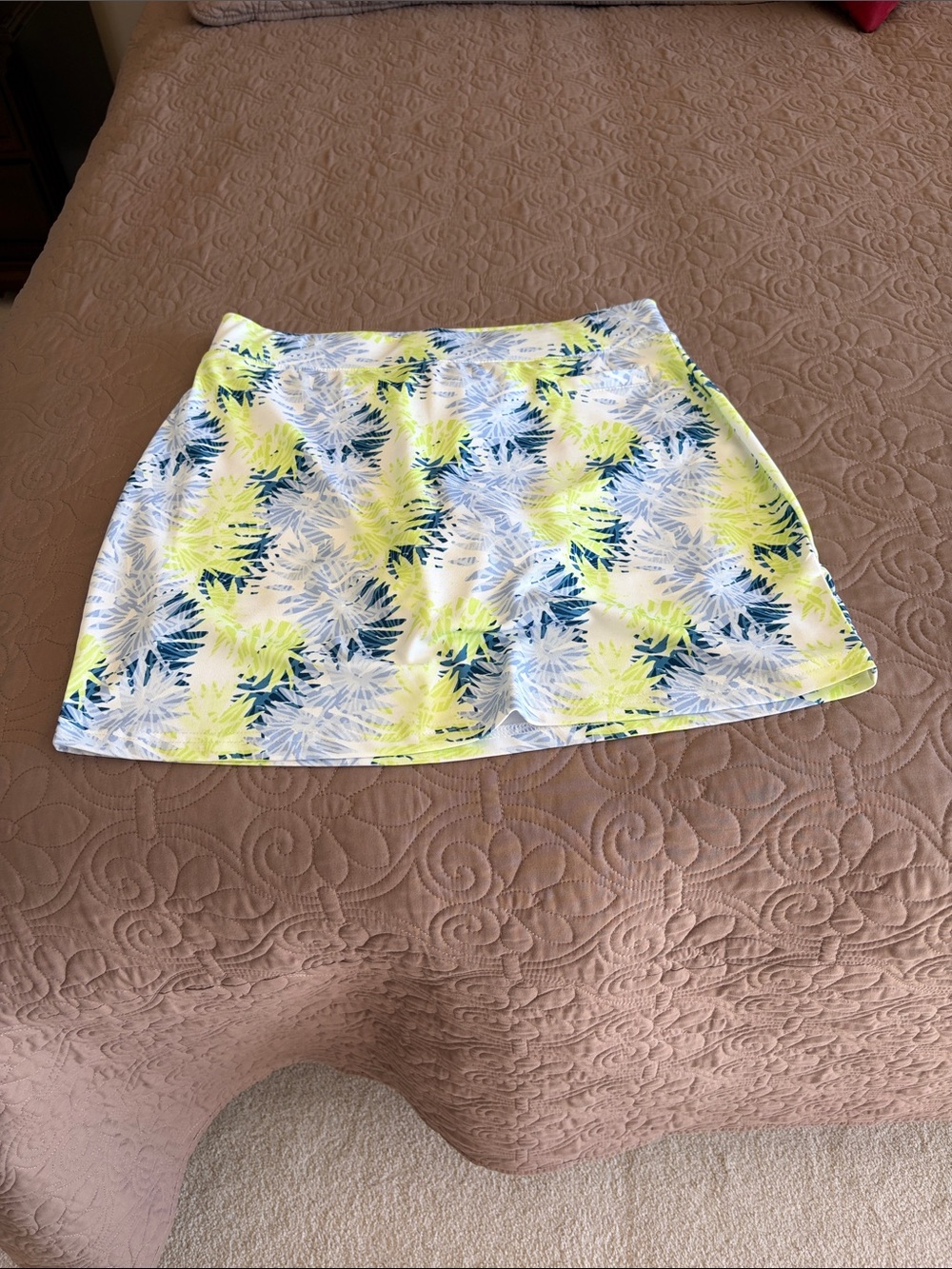 Pebble Beach White Golf Skirt with Lime & Navy Floral Print